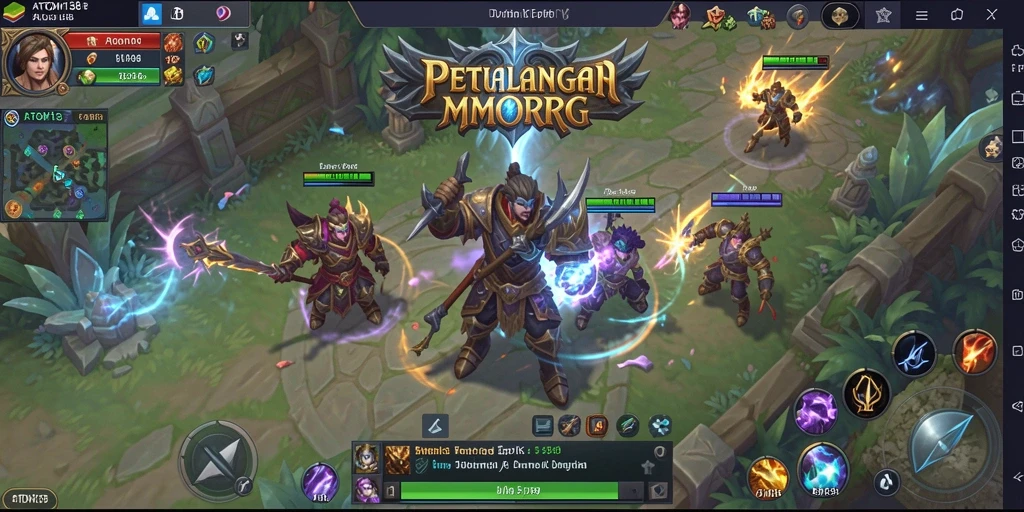 Screenshot ATOM138 menampilkan pertempuran epik antara pemain di dunia fantasi.