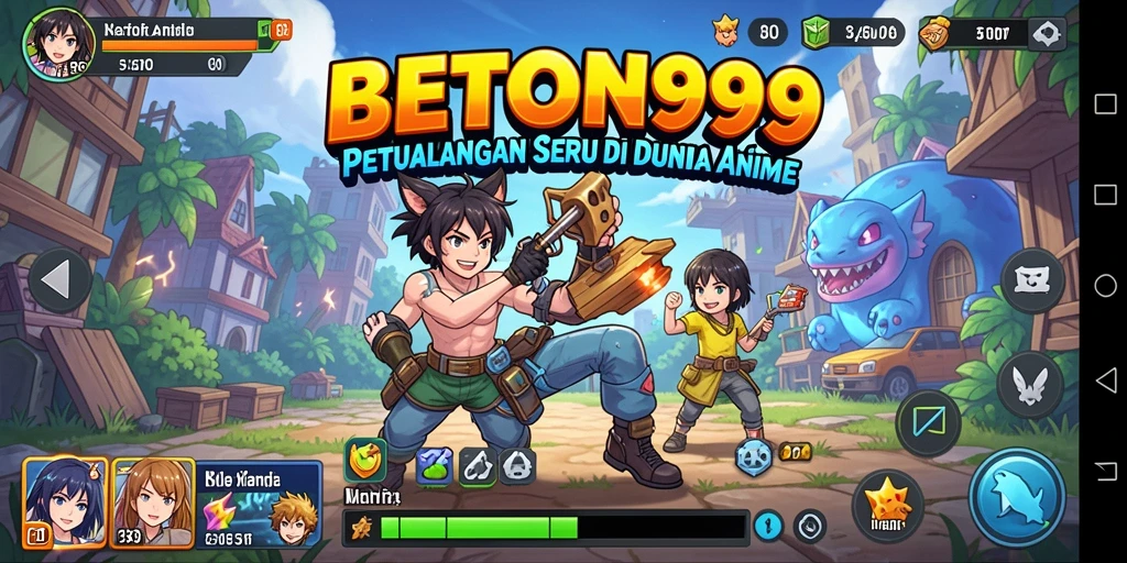 Tampilan screenshot BETON999 dengan aksi pertarungan karakter Anime.