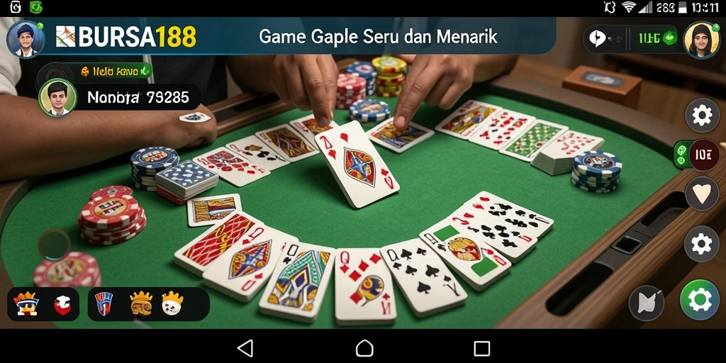 Gameplay seru Gaple di BURSA188 dengan pemain yang bersaing.