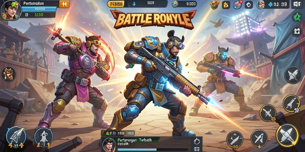 Tampilan gameplay mendebarkan di FC888 dengan aksi Battle Royale intens.