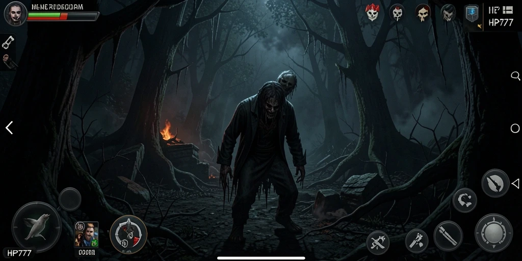 Tampilan menakutkan dari gameplay HP777 dengan suasana Horror yang kental.