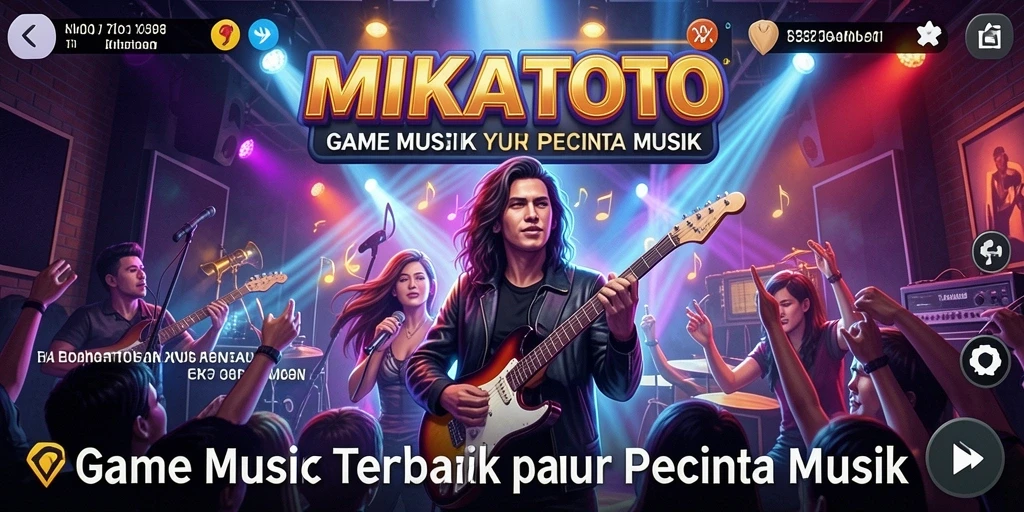 Tampilan gameplay MIKATOTO dengan berbagai genre musik yang menarik.