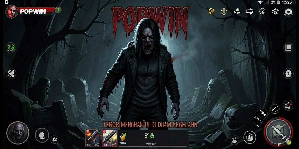 Screenshot gameplay POPWIN yang menakutkan dan mencekam.