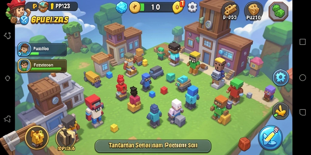 Tampilan gameplay menantang di dalam PP123 dengan beragam teka-teki.