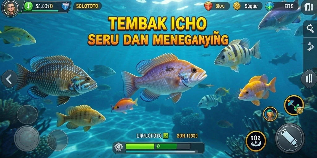 Screenshot gameplay SOLOTOTO menampilkan aksi menembak ikan yang mendebarkan.